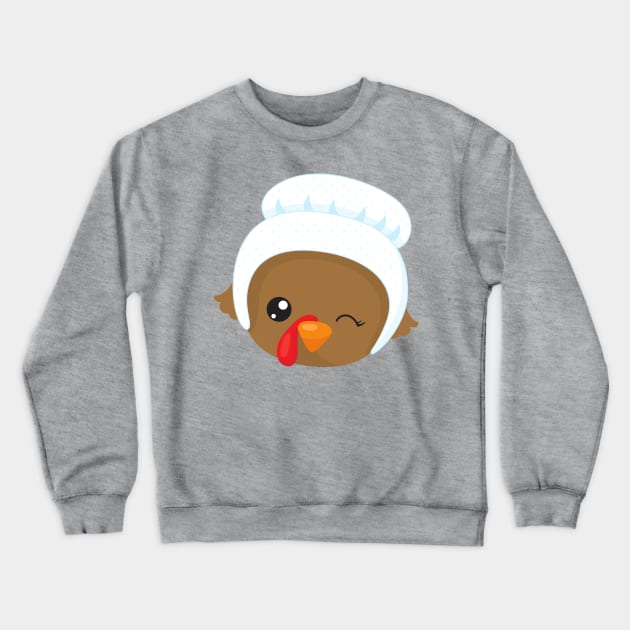 Thanksgiving Turkey, Brown Turkey, Pilgrim Bonnet Crewneck Sweatshirt by Jelena Dunčević